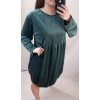 Šaty sametové dlouhý rukáv dámské nadrozměr (4XL/5XL ONE SIZE) ITALSKÁ MÓDA IMWQ21187/DR (Velikost 5XL, Barva Černá)