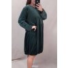 Šaty sametové dlouhý rukáv dámské nadrozměr (4XL/5XL ONE SIZE) ITALSKÁ MÓDA IMWQ21187/DR (Velikost 5XL, Barva Černá)