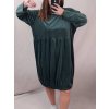 Šaty sametové dlouhý rukáv dámské nadrozměr (4XL/5XL ONE SIZE) ITALSKÁ MÓDA IMWQ21187/DR (Velikost 5XL, Barva Černá)