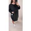 Šaty sametové dlouhý rukáv dámské nadrozměr (4XL/5XL ONE SIZE) ITALSKÁ MÓDA IMWQ21187/DR (Velikost 5XL, Barva Černá)