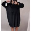 Šaty sametové dlouhý rukáv dámské nadrozměr (4XL/5XL ONE SIZE) ITALSKÁ MÓDA IMWQ21187/DR (Velikost 5XL, Barva Černá)