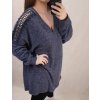 Tunika teplá dlouhý rukáv dámská nadrozměr (3XL/4XL ONE SIZE) ITALSKÁ MÓDA IMWQ21155/DR (Velikost 3XL/4XL, Barva modrá)