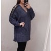 Tunika teplá dlouhý rukáv dámská nadrozměr (3XL/4XL ONE SIZE) ITALSKÁ MÓDA IMWQ21155/DR (Velikost 3XL/4XL, Barva modrá)