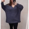 Tunika teplá dlouhý rukáv dámská nadrozměr (3XL/4XL ONE SIZE) ITALSKÁ MÓDA IMWQ21155/DR (Velikost 3XL/4XL, Barva modrá)