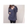 Tunika teplá dlouhý rukáv dámská nadrozměr (3XL/4XL ONE SIZE) ITALSKÁ MÓDA IMWQ21155/DR (Velikost 3XL/4XL, Barva modrá)