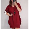 Šaty dlouhý rukáv s příveskem dámské nadrozměr (2XL/3XL ONE SIZE) ITALSKÁ MÓDA IMWQ2190862/DR (Velikost 2XL/3XL, Barva Černá)