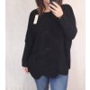 Svetr teplý oversize dlouhý rukáv dámský (XL/3XL ONE SIZE) ITALSKÁ MÓDA IMWA217017 (Velikost 2XL/3XL, Barva Černá)