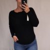 Svetr tenký netopýří dlouhý rukáv dámský (M/L ONE SIZE) ITALSKÁ MÓDA IMW21247/DR (Velikost M/L, Barva Černá)