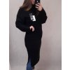 Šaty pletené s rolákem dlouhý rukáv dámský nadrozměr (XL/2XL ONE SIZE) ITALSKÁ MÓDA IM821027 (Velikost XL/2XL, Barva Černá)