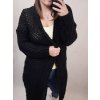 Cardigan pletený dlouhý rukáv dámský nadrozměr (2XL/3XL ONE SIZE) ITALSKÁ MÓDA IM821026 (Barva Černá)