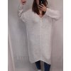 Šaty pletené dlouhý rukáv dámský nadrozměr (3XL/4XL ONE SIZE) ITALSKÁ MÓDA IM821028 (Velikost 3XL/4XL, Barva béžová)