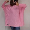 Šaty/Svetr prodloužený pletený dlouhý rukáv dámský nadrozměr (5XL/6XL ONE SIZE) ITALSKÁ MÓDA IMD21881/DR (Velikost 5XL/6XL, Barva Černá)