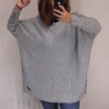 Šaty/Svetr prodloužený pletený dlouhý rukáv dámský nadrozměr (5XL/6XL ONE SIZE) ITALSKÁ MÓDA IMD21881/DR (Velikost 5XL/6XL, Barva Černá)