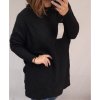 Šaty/Svetr prodloužený pletený dlouhý rukáv dámský nadrozměr (5XL/6XL ONE SIZE) ITALSKÁ MÓDA IMD21881/DR (Velikost 5XL/6XL, Barva Černá)