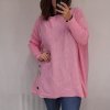 Šaty/Svetr prodloužený pletený dlouhý rukáv dámský nadrozměr (5XL/6XL ONE SIZE) ITALSKÁ MÓDA IMD21881/DR (Velikost 5XL/6XL, Barva Černá)