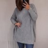 Šaty/Svetr prodloužený pletený dlouhý rukáv dámský nadrozměr (5XL/6XL ONE SIZE) ITALSKÁ MÓDA IMD21881/DR (Velikost 5XL/6XL, Barva Černá)