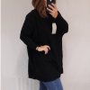 Šaty/Svetr prodloužený pletený dlouhý rukáv dámský nadrozměr (5XL/6XL ONE SIZE) ITALSKÁ MÓDA IMD21881/DR (Velikost 5XL/6XL, Barva Černá)