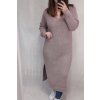 Šaty pletené dlouhý rukáv dámský nadrozměr (2XL/3XL ONE SIZE) ITALSKÁ MÓDA IM821201226 (Velikost 2XL/3XL, Barva Černá)