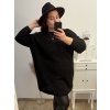 Šaty pletené alá svetr prodloužený dlouhý rukáv dámské nadrozměr (3XL/4XL ONE SIZE) ITALSKÁ MÓDA IM4212669 (Barva béžová)