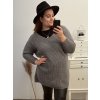 Šaty pletené alá svetr prodloužený dlouhý rukáv dámské nadrozměr (3XL/4XL ONE SIZE) ITALSKÁ MÓDA IM4212669 (Barva béžová)