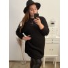 Šaty pletené alá svetr prodloužený dlouhý rukáv dámské nadrozměr (3XL/4XL ONE SIZE) ITALSKÁ MÓDA IM4212669 (Barva béžová)
