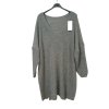 Šaty pletené alá svetr prodloužený dlouhý rukáv dámské nadrozměr (3XL/4XL ONE SIZE) ITALSKÁ MÓDA IM4212669 (Barva béžová)