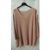 Šaty pletené alá svetr prodloužený dlouhý rukáv dámské nadrozměr (3XL/4XL ONE SIZE) ITALSKÁ MÓDA IM4212669 (Barva béžová)