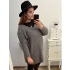 Šaty pletené alá svetr prodloužený dlouhý rukáv dámské nadrozměr (3XL/4XL ONE SIZE) ITALSKÁ MÓDA IM4212669 (Barva béžová)