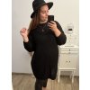 Šaty pletené alá svetr prodloužený dlouhý rukáv dámské nadrozměr (3XL/4XL ONE SIZE) ITALSKÁ MÓDA IM4212669 (Barva béžová)