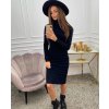 Šaty úpletové teplé s rolákem dlouhý rukáv dámské (S/M ONE SIZE) ITALSKÁ MÓDA IMMF21GF452/DR (Velikost S/M/L, Barva hnědá světlá)