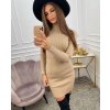 Šaty úpletové teplé dlouhý rukáv dámské (S/M ONE SIZE) ITALSKÁ MÓDA IMMF21NC345/DR (Velikost S/M/L, Barva hnědá)