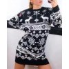 Šaty/svetr vánoční pletené dlouhý rukáv dámské (M/L ONE SIZE) ITALSKÁ MÓDA IMD212041 (Velikost M/L, Barva Černá)