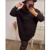 Svetr/Šaty dlouhý pletený s rolákem dlouhý rukáv dámský nadrozměr (3XL/4XL ONE SIZE) ITALSKÁ MÓDA IM4212773 (Velikost 3XL/4XL, Barva Černá)