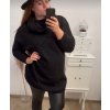 Svetr/Šaty dlouhý pletený s rolákem dlouhý rukáv dámský nadrozměr (3XL/4XL ONE SIZE) ITALSKÁ MÓDA IM4212773 (Velikost 3XL/4XL, Barva Černá)