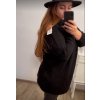 Svetr/Šaty dlouhý pletený s rolákem dlouhý rukáv dámský nadrozměr (3XL/4XL ONE SIZE) ITALSKÁ MÓDA IM4212773 (Velikost 3XL/4XL, Barva Černá)