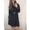 Šaty s páskem dlouhý rukáv dámské nadrozměr (3XL/4XL ONE SIZE) ITALSKÁ MÓDA IMWQ21251 (Velikost 3XL/4XL, Barva Černá)
