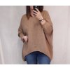 Šaty pletené 3/4 rukáv s kapsami dámský nadrozměr (5XL/6XL ONE SIZE) ITALSKÁ MÓDA IM821032 (Velikost 5XL/6XL, Barva hnědá)