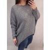 Šaty pletené 3/4 rukáv s kapsami dámský nadrozměr (5XL/6XL ONE SIZE) ITALSKÁ MÓDA IM821032 (Velikost 5XL/6XL, Barva hnědá)