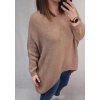 Šaty pletené 3/4 rukáv s kapsami dámský nadrozměr (5XL/6XL ONE SIZE) ITALSKÁ MÓDA IM821032 (Velikost 5XL/6XL, Barva hnědá)