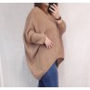 Šaty pletené 3/4 rukáv s kapsami dámský nadrozměr (5XL/6XL ONE SIZE) ITALSKÁ MÓDA IM821032 (Velikost 5XL/6XL, Barva hnědá)
