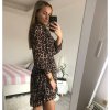 Šaty elegantní leopard dlouhý rukáv dámské (S/M ONE SIZE) ITALSKÁ MÓDA IIMWY21954/c/DR