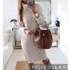 Šaty pletené teplé s rolákem dlouhý rukáv dámské (S/M/L ONE SIZE) ITALSKÁ MÓDA IMWL21159 (Velikost S/M/L, Barva béžová)
