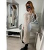 Šaty pletené teplé s rolákem dlouhý rukáv dámské (S/M/L ONE SIZE) ITALSKÁ MÓDA IMWL21159 (Velikost S/M/L, Barva béžová)