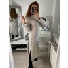 Šaty pletené teplé s rolákem dlouhý rukáv dámské (S/M/L ONE SIZE) ITALSKÁ MÓDA IMWL21159 (Velikost S/M/L, Barva béžová)