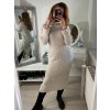 Šaty pletené teplé s rolákem dlouhý rukáv dámské (S/M/L ONE SIZE) ITALSKÁ MÓDA IMWL21159 (Velikost S/M/L, Barva béžová)