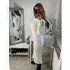 Šaty pletené teplé s rolákem dlouhý rukáv dámské (S/M/L ONE SIZE) ITALSKÁ MÓDA IMWL21159 (Velikost S/M/L, Barva béžová)
