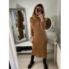 Šaty pletené teplé s rolákem dlouhý rukáv dámské (S/M/L ONE SIZE) ITALSKÁ MÓDA IMWL21159 (Velikost S/M/L, Barva béžová)
