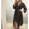 Šaty elegantní dlouhý rukáv dámské (UNI S/L) ITALSKÁ MÓDA IMWD20417 (Velikost S-L, Barva Černá)