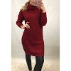 Svetr proudloužený šaty pletený dlouhý rukáv dámský (uni M/L) TURECKÁ MóDA TM920222 (Velikost M/L, Barva hnědá camel)