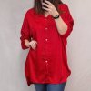 Košile oversize dlouhý rukáv dámské (2XL/3XL ONE SIZE) ITALSKÁ MÓDA IMWB22109 (Velikost 2XL/3XL, Barva červená)